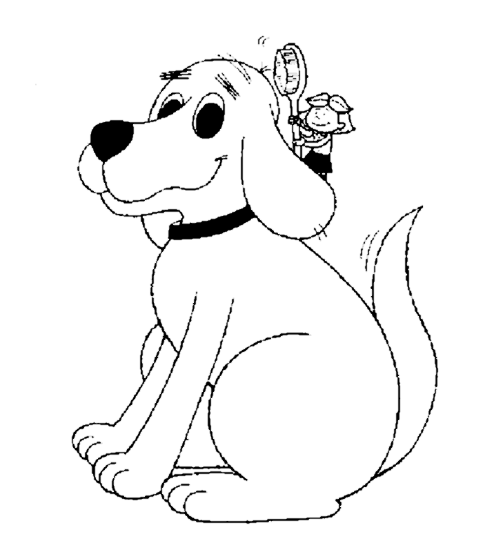 coloriage clifford se fait brosser par sa jeune maitresse